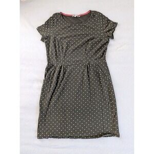 Boden Moss Green White Polkadot Short Sleeve Dress Women's Sz 16 Pockets